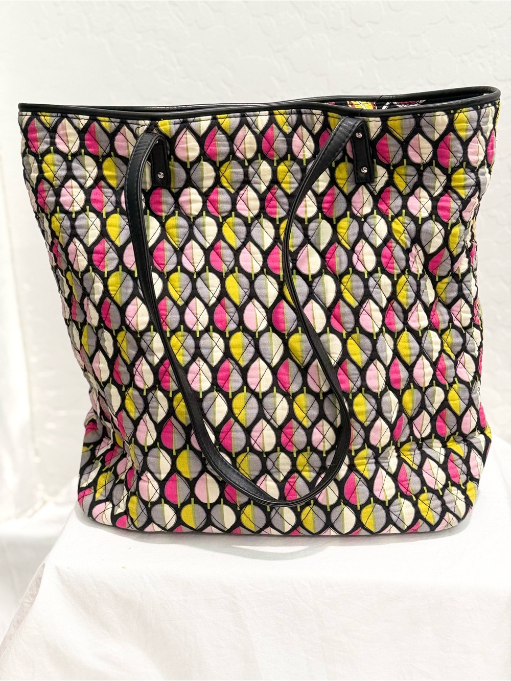 Vera Bradley Quilted Patterned Tote Bag in Pink, Yellow & Black